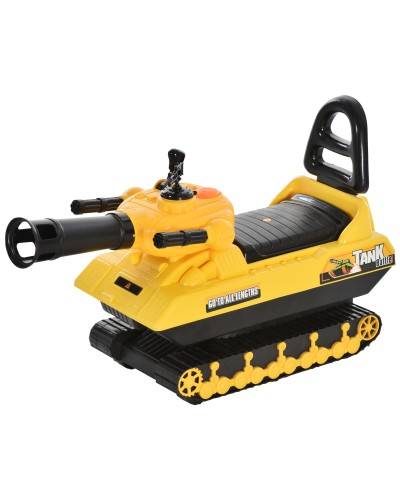  Macchina Cavalcabile per Bambini con Cannone Spara Palline e Vano Contenitore, Carro Armato per Bambini 3+Anni, 68x24x41.5cm, G