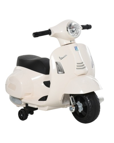  Moto Elettrica per Bambini con Licenza Ufficiale Vespa Batteria 6V, Fari e Clacson, per Bimbi da 18-36 mesi, Bianco, 66.5x38x52