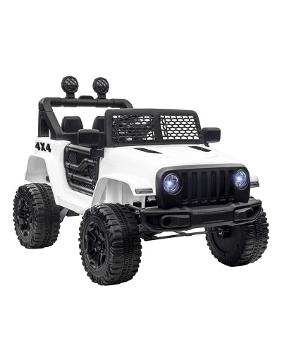  Macchina Elettrica per Bambini Jeep Fuoristrada con Telecomando e 2 Velocità, 100x65x72 cm, Bianco