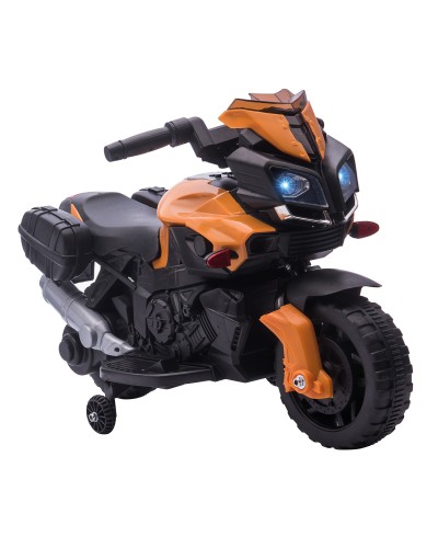  Moto Elettrica per Bambini 18-48 Mesi con Fari e Clacson, in PP e Metallo, 88.5x42.5x49 cm, Arancio