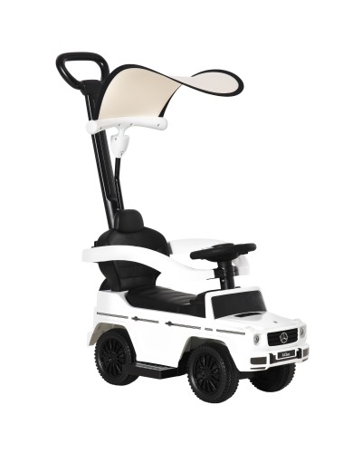 Mercedes Licensed Push Car for Toddlers 12-36 Months, Canopy, Push Handle, 85.5x40.5x95 cm, White