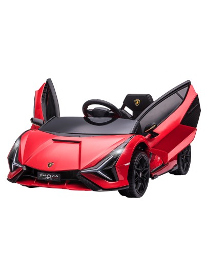  Macchina Elettrica per Bambini 12V LAMBORGHINI SIAN con Fari e Musica, Telecomando e Velocità 3-5km/h, Età 3-5 Anni, 108x62x40c
