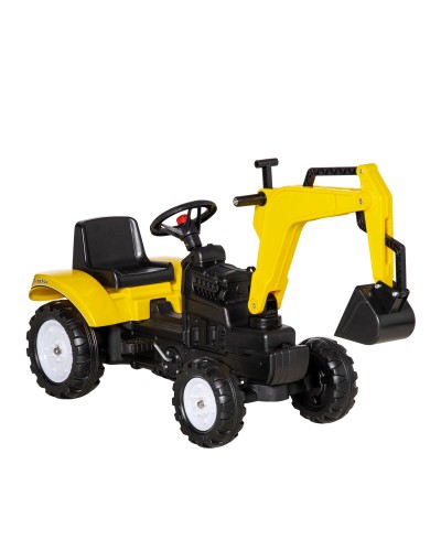 Kids Pedal Powered Digger Toy, 3-6 Years, 6 Wheels, Steel and Plastic, 107x42x71 cm, Yellow