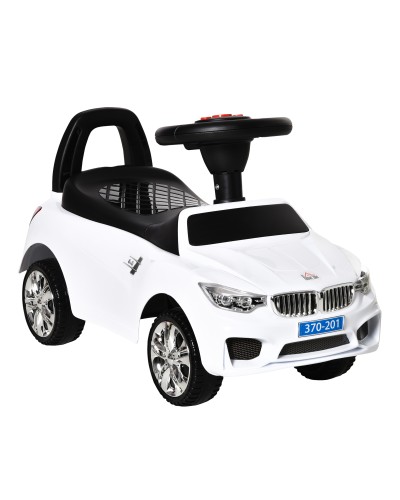  Macchinina per Bambini Cavalcabile con Volante, Fari e Musiche, Età 18-36 Mesi, Bianco