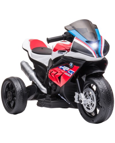  Moto per Bambini 18-60 Mesi Modello BMW HP4 con Fari, Musica e Pedali, in PP e Metallo, 82.5x42x54 cm, Rosso