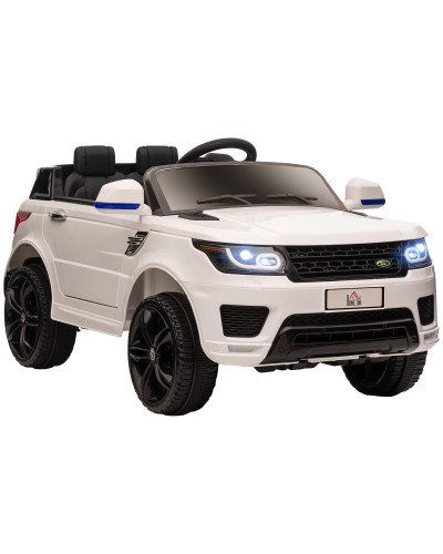  Macchina Elettrica per Bambini 3-6 Anni con Telecomando, Luci LED e Clacson, in PP e Metallo, 110x68x52 cm, Bianco