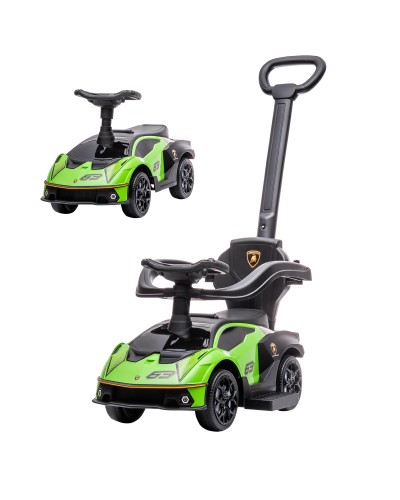  Lamborghini Macchinina per Bambini 2 in 1 con Maniglione e Barriera di Sicurezza, Volante e Clacson, Auto per Bambini in PP e M