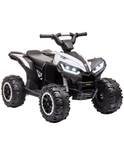  Quad per Bambini 3-5 Anni Elettrico 12V, 2 Velocità, Ruote Larghe con Sospensioni e Fari LED, Bianco