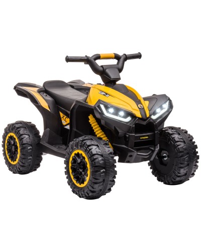  Quad Elettrico per Bambini 12V, 2 Velocità, Ruote Larghe con Sospensioni e Fari LED, Età 3-5 Anni, Giallo