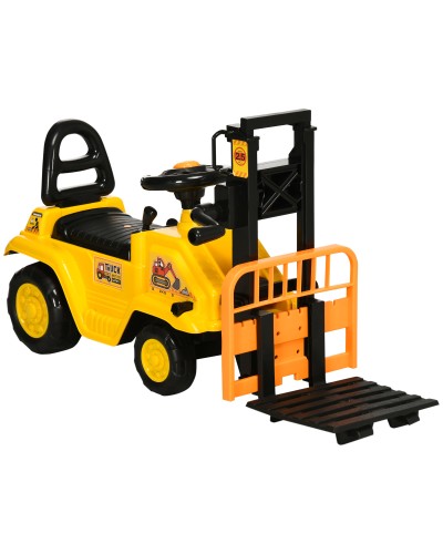 Kids Pedal Tractor with Front Loader and Storage, 3-4 Years, 86x27.5x47.5 cm, Yellow and Black