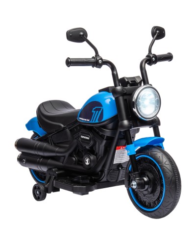 Electric Ride-On Motorcycle for Toddlers 18-36 Months PP and Metal with Training Wheels and Headlight, 76x42x57 cm, Blue and Black
