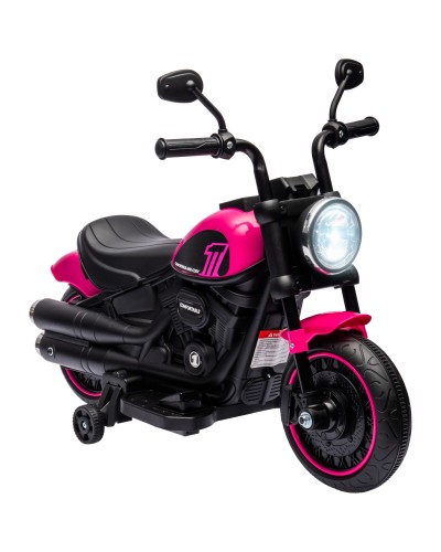 Electric Ride-On Motorcycle for Toddlers 18-36 Months with Training Wheels and Headlight, 76x42x57 cm, Pink and Black
