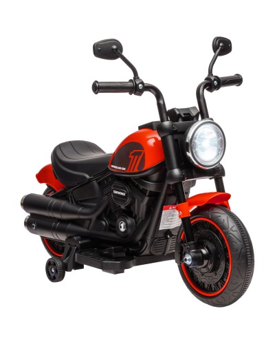 Electric Ride-On Motorcycle for Toddlers 18-36 Months with Training Wheels and Headlight, 76x42x57 cm, Red and Black