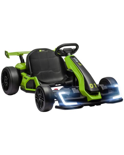  Go Kart Elettrico per Bambini 6-12 Anni 24V 12km/h con Seggiolino Regolabile, Verde