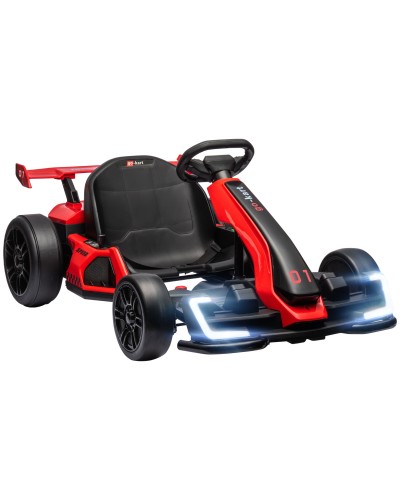  Go Kart Elettrico per Bambini 6-12 Anni 24V 12km/h con Seggiolino Regolabile, Rosso