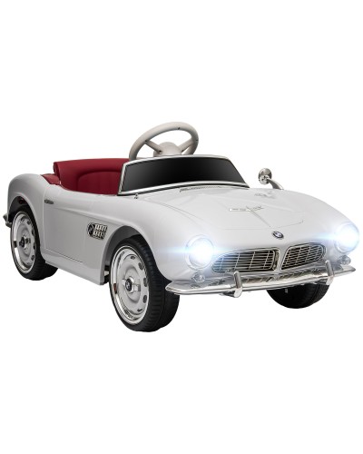  Macchina Elettrica per Bambini a 2 Porte con Licenza BMW 507, con Clacson e Telecomando, 115x55x47 cm, Bianca