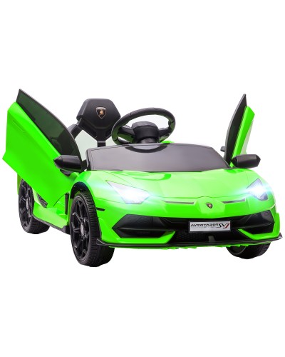  Macchina Elettrica per Bambini a 12V Licenza Lamborghini con Clacson e Telecomando, 107.5x63x42 cm, Verde