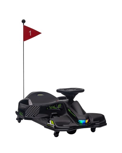  Go Kart Elettrico per Bambini 8-12 Anni Velocità 3-8 km/h per Drifting con Luci e Musica, Nero