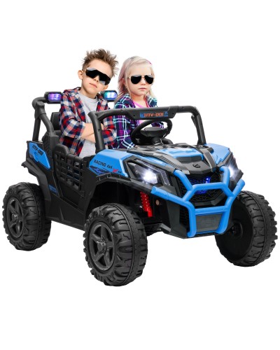 24V Two-Seater Kids Electric Ride-On Car with Remote Control and 3 Speeds, Ages 3-8, Blue