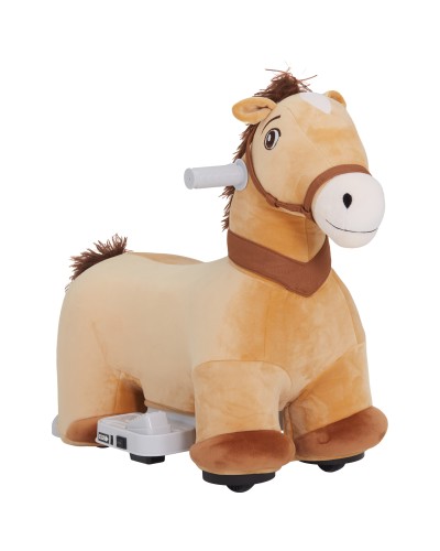Electric Ride-On Horse 6V for Toddlers 18-36 Months with PU Wheels and Music, Brown