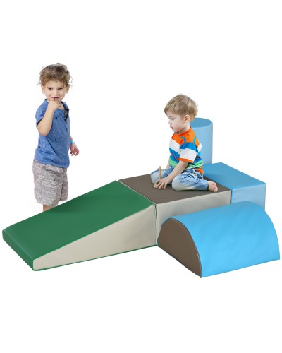 Soft Building Blocks Set for Toddlers 1-3 Years Old with 5 Colorful Blocks, Soft Play Blocks Set for Children in Faux Leather and Sc