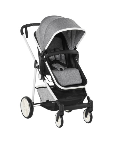  Carrozzina per Bambini 0-36 Mesi Pieghevole e Regolabile, in Metallo e Poliestere, 80x51x102 cm, Grigio