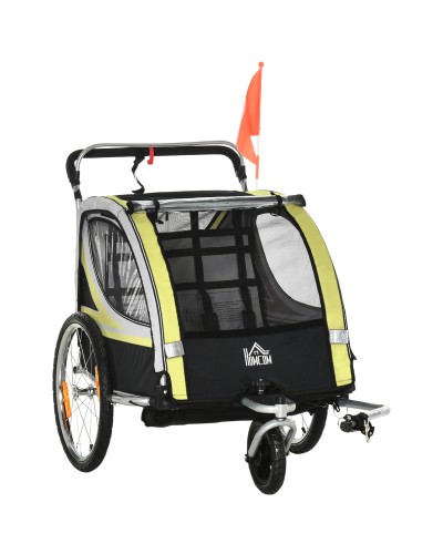 2-in-1 Bike Trailer & Stroller with Brake, 5-Point Harness, and Storage Pocket