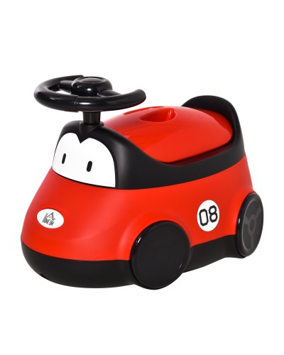 Car-Shaped Potty Training Toilet with Steering Wheel and Removable Bowl, Red