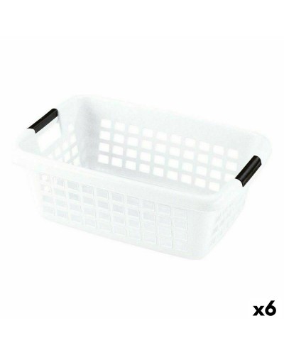 Cesto para Ropa Sucia Blanco 50L, 6 Unidades con Asas
