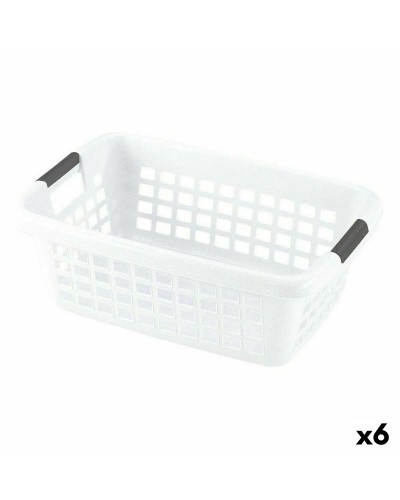 Cesto para Ropa Sucia Blanco 70L con Asas (6 Unidades)
