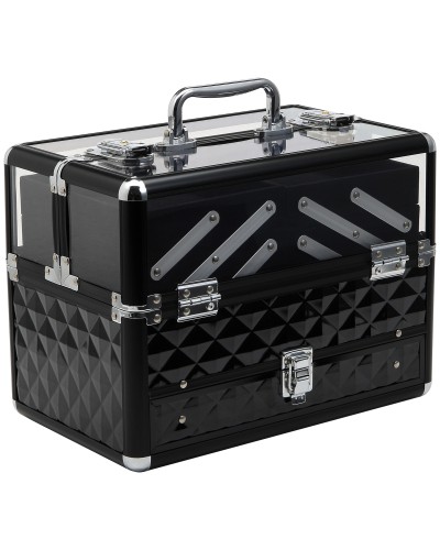  Valigetta Porta Trucchi Professionale da Viaggio, Valigetta Trucchi con Vassoi Estraibili e Serratura, per Makeup Beauty Case D