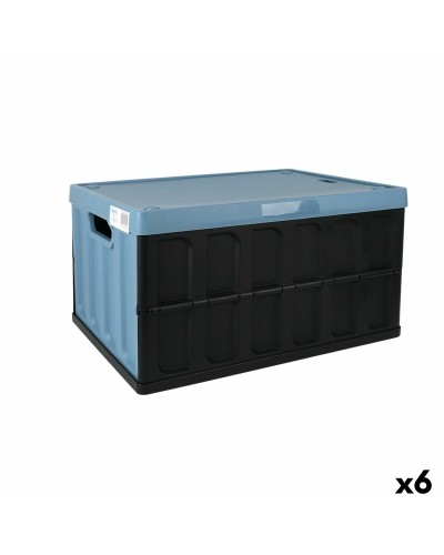 Hopfällbar låda Tontarelli Plast 62 L Blå Svart Skiffer 59,5 x 39 x 31,5 cm (6 antal)