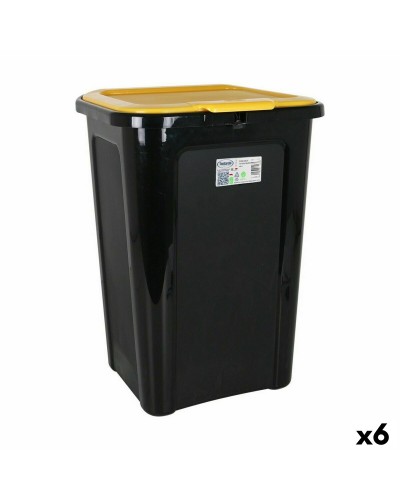 Prullenbak Tontarelli Coverline Geel 44 L Zwart 38,5 x 34,5 x 54,5 cm (6 Stuks)
