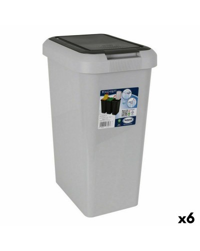 Secchio della Spazzatura Touch&life Inde Grigio, 6 Pezzi