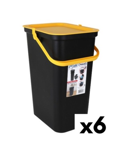 Sac poubelle Tontarelli Moda 24 litres pour tri sélectif (lot de 6), jaune et noir.
