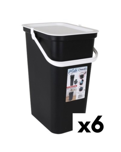 Seau de Tri Sélectif Tontarelli Moda 24L Blanc et Noir (Lot de 6)
