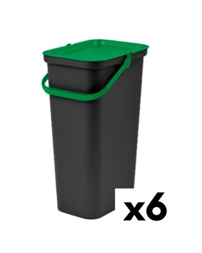 Tontarelli Mode Seaux Tri Sélectif 24L (Noir et Vert, Lot de 6)
