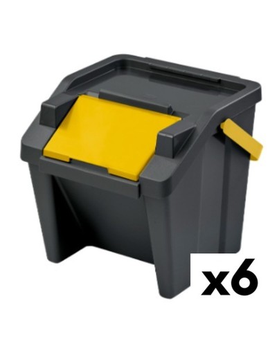 Seau de Tri Sélectif Empilable Tontarelli Moda 28L, Jaune (6 Unités)
