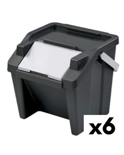 Tontarelli Moda Recycling Bin, stackable, 28 L, black and white (set of 6)
