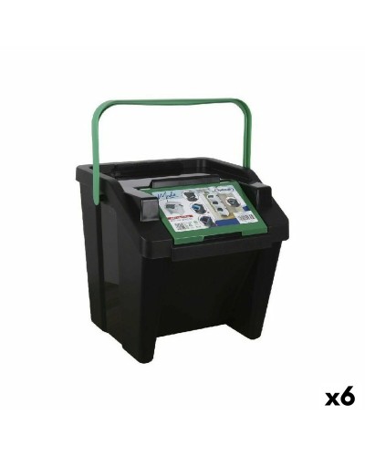 Sac pour tri sélectif Tontarelli Moda, empilable, 28 L, vert, 6 unités.
