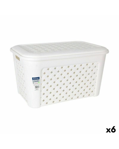 Tvättkorg Tontarelli Arianna Med lock Vit 58 x 39 x 32 cm (6 antal)
