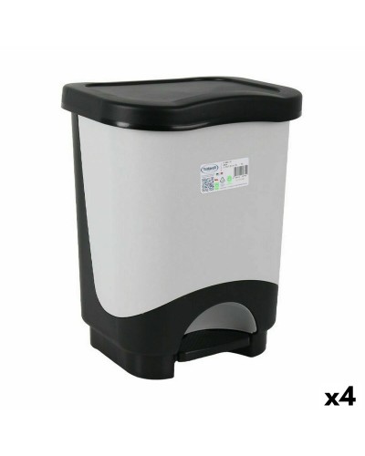 Afvalemmer met Pedaal Tontarelli Idea 18 L Zwart Grijs 31,6 x 27,6 x 41 cm (4 Stuks)