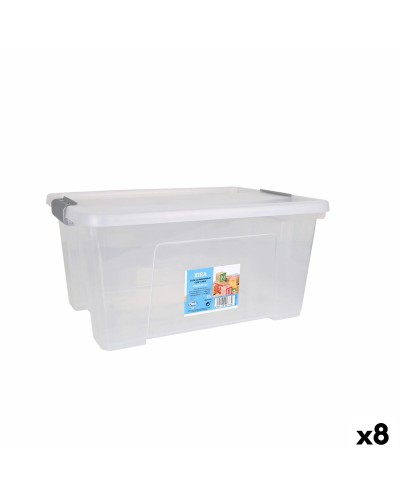Caja de Almacenaje con Tapa Dem Kira Plástico Transparente 15 L 40 x 28 x 19 cm (8 Unidades)