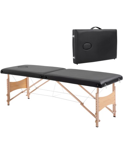 Lettino per Massaggio Portatile e Regolabile con Cuscino Rimovibile e Borsa, 186x60x58-81 cm, Nero
