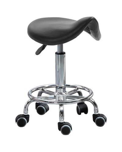 Adjustable Height Stool with 5 Wheels and Ergonomic Foam Padded Seat, 36.2x37.5x51-66 cm, Black