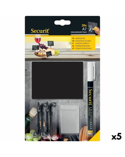 Tableau Securit 7,4 × 10,5 cm (Lot de 20) avec Support - Noir
