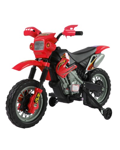  Moto Elettrica per Bambini 3-6 Anni in Plastica PP con Ruote di Supporto, Fari e Musica, 102x53x66 cm, Rosso e Nero