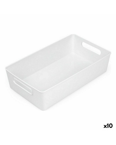 Multifunktionell korg Confortime Vit 38 x 22 x 9,5 cm (10 antal)