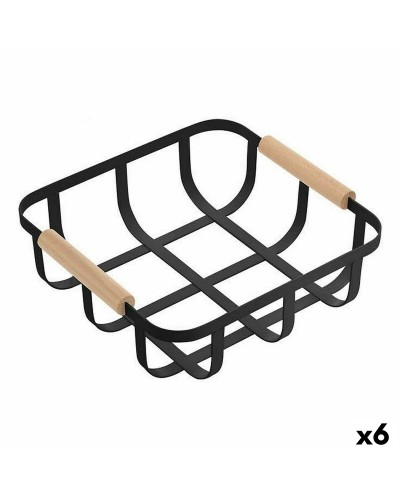 Cesta de Almacenamiento Multiusos Confortime Negro | 23x23x8 cm | Set de 6 | Organización del Hogar
