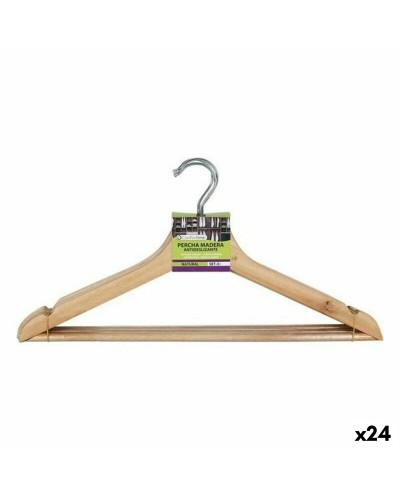Comfortime Brown Wooden Non-Slip Clothing Hangers | 3-Piece Set (24 Units)
